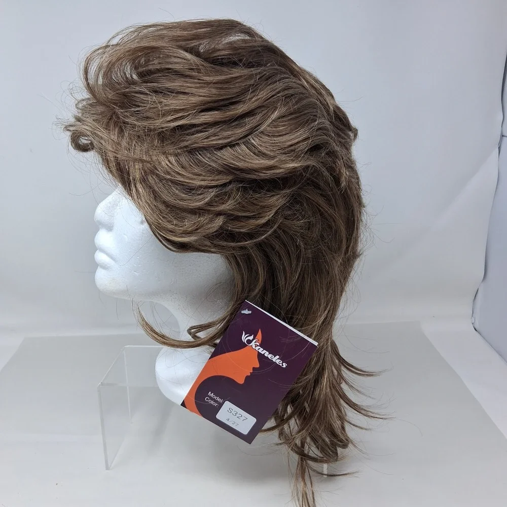 Kaneles S327 Mullet Wig Light Brown Blonde Mix Heat Resistant Synthetic Fiber